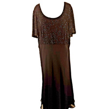 Marina Bresler Black Beaded Formal Gown Maxi Dress Size 18 Whimsigoth Dark Fairy
