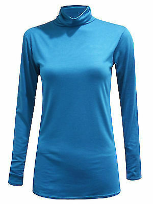LADIES WOMENS POLO NECK TOP STRETCHY LONG SLEEVE TURTLE NECK JUMPER SIZE SM-2XL - Picture 16 of 32