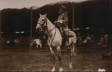 William Cody " Buffalo Bill " Seated on His Famous Horse White Powder - Postcard