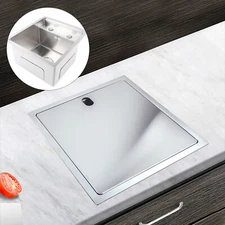 Hidden Kitchen Sink Single Bowl Small Size Sink Stainless Steel w/ Faucet Square
