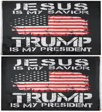 Jesus Is My Savior Trump 2024 Is My President 3'X5 Flag Double Sided Rough Tex® 