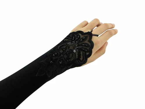 New Women Party Dress Bridal Wedding Fingerless Lace Stretch Satin long Gloves - Picture 8 of 11