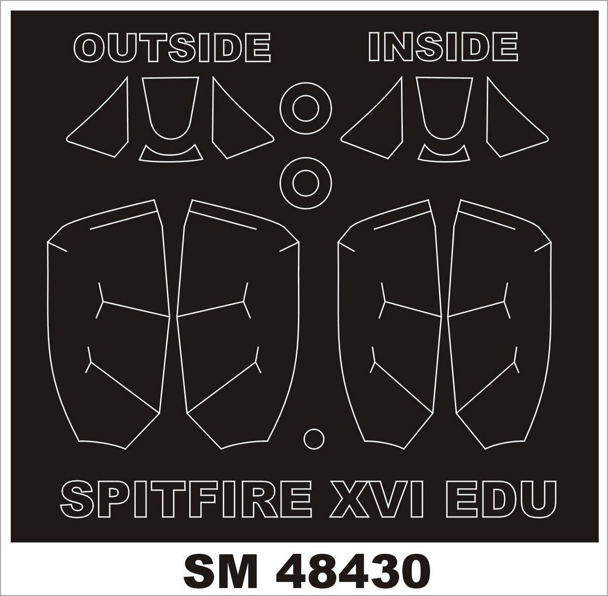 Montex 1/48 canopy masks for the Eduard Spitfire XVI (Bubble-top) kit - SM48430 Montex 1/48 canopy masks for the Eduard Spitfire XVI (Bubble-top) kit - SM48430