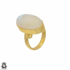Size 6.5 - Size 8 Adjustable Moonstone 24K Gold Plated Ring GPR59