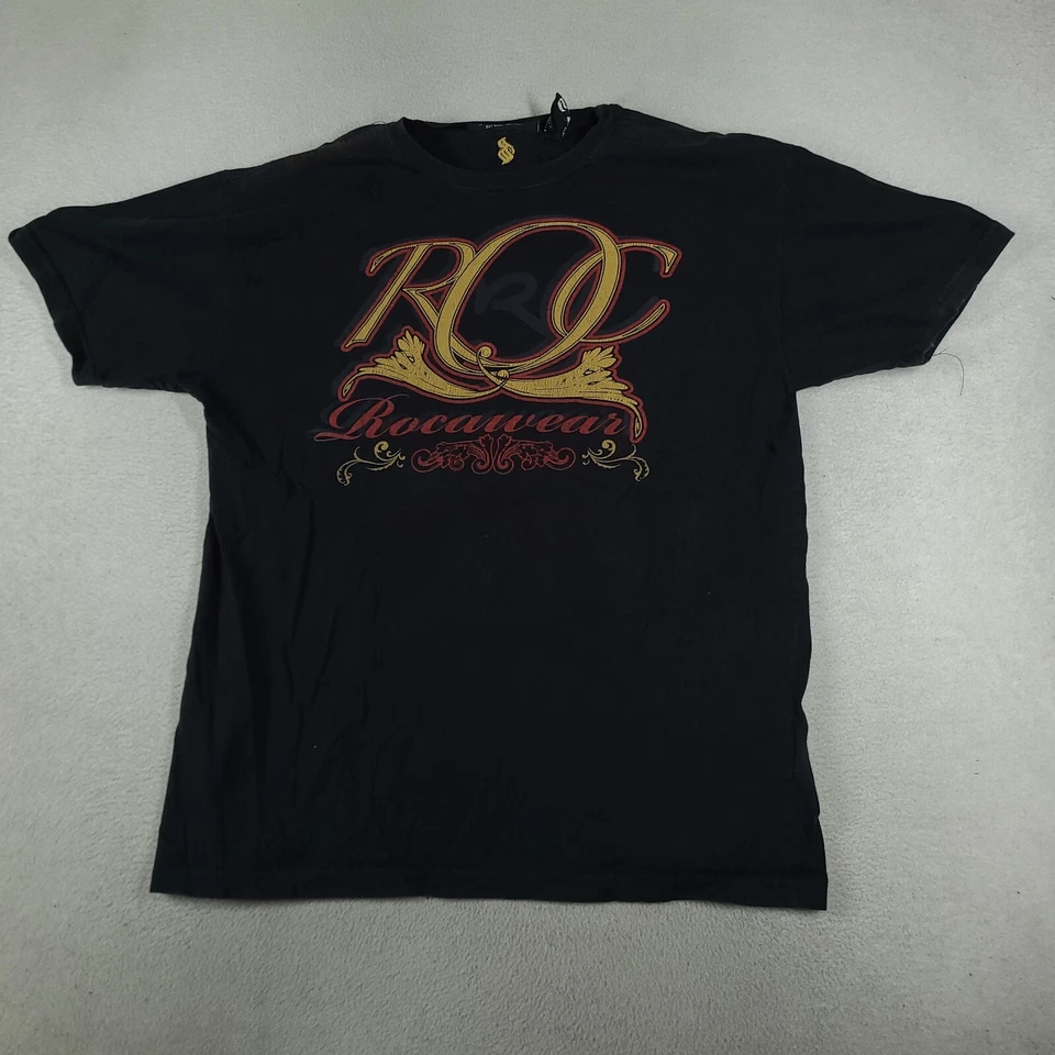 Rocawear T Shirt Black Short Sleeve Graphic Spellout Size XL Tee Adult Y2K - image 2 of 4
