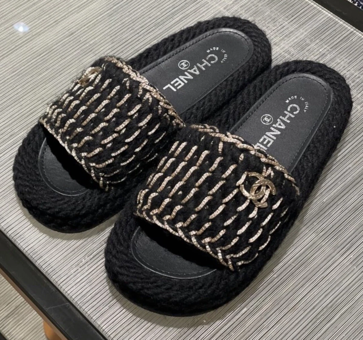 chanel cloth mules