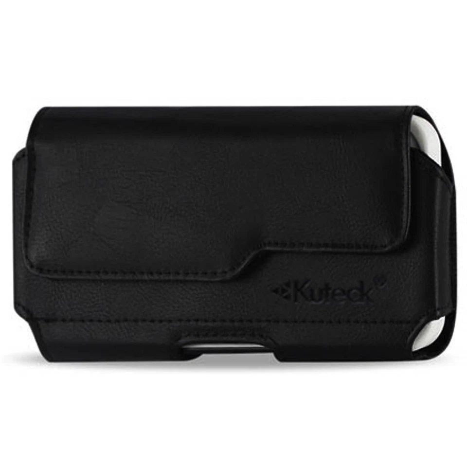 Funda de cuero PU magnética negra Kuteck funda clip para cinturón funda para teléfonos Foto 2 de 4