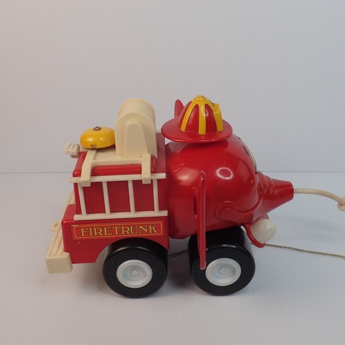 Vintage 1985 Proll Toys Fire Truck Toy Red Wheels Elephant Fire Trunk Bell Kids - Picture 13 of 14