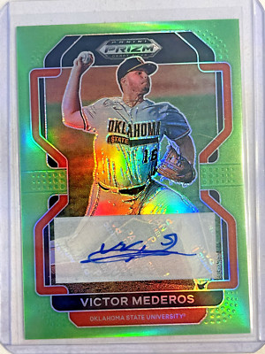 Victor Mederos 2022 Panini Prizm Draft Picks Like Green Prospect Auto /23