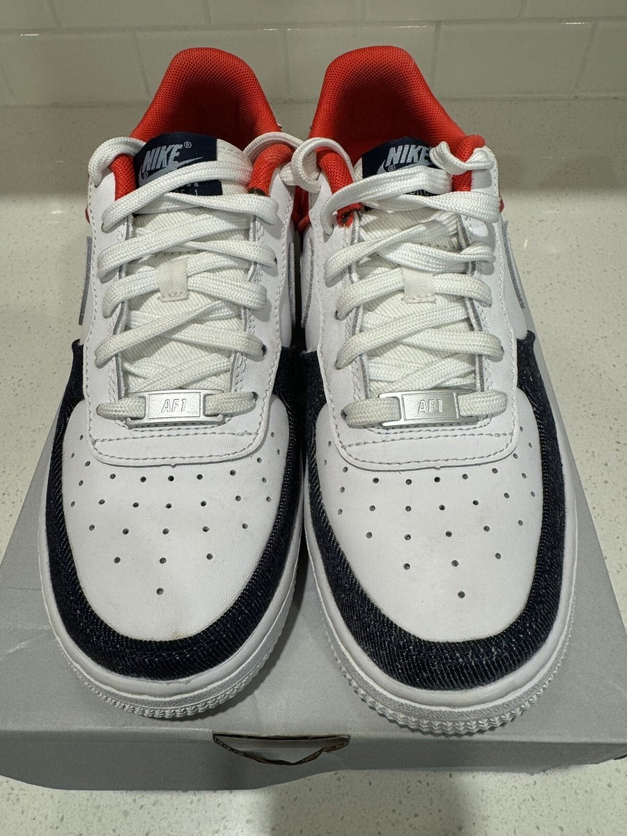 Nike Air Force 1 LV8 (GS) Denim White Blue Red Sneakers  display picture 1