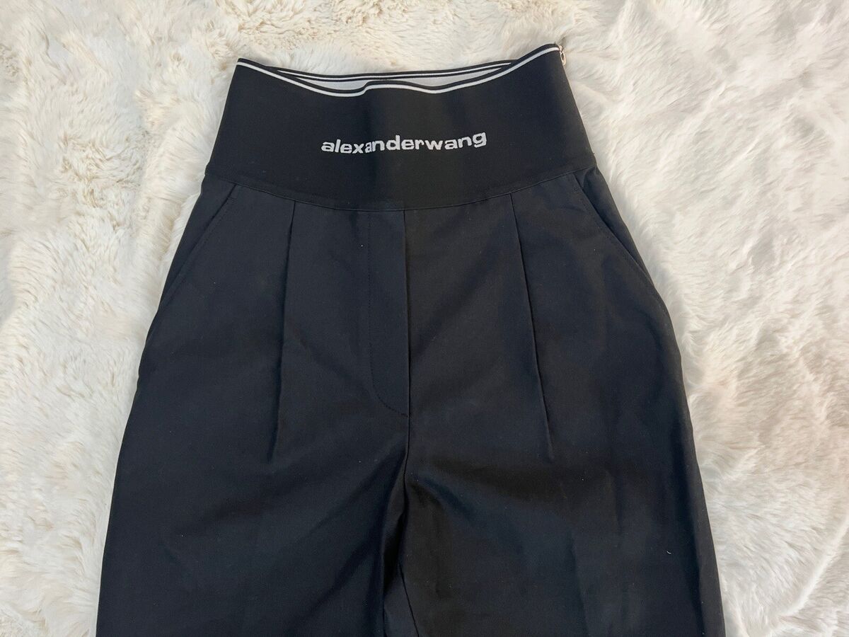 Alexander Wang Logo Elastic Waist Cotton Twill Wide Leg Alexander Wang Logo Elastic Waist Cotton Twill Wide Leg