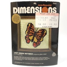 Vtg 1980 Dimensions LIGHT ORANGE BUTTERFLY Needlepoint Kit 7022 NIP NOS