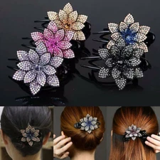 Vintage Duckbill Flower Hair Clip Rhinestone Hairpin Hair Claws Headwear Fashion