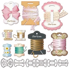 GLOBLELAND Spool Metal Die Cuts Bow Display Card for DIY Scrapbooking, Photo ...