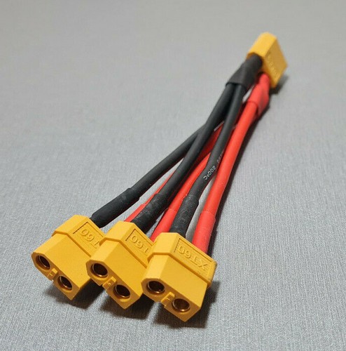 XT60 Cable Splitter 14AWG Silicone 1 Male to 3 Female - Picture 3 of 4