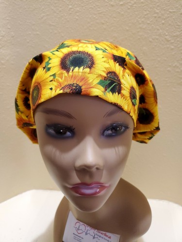 Sunflower Women's Euro/Chef Surgical Scrub Hat/Cap Handmade - Picture 3 of 5