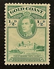 Travelstamps: 1938 Gold Coast Stamp Scott #115 - 1/2d Christiansborg Castle MOGH