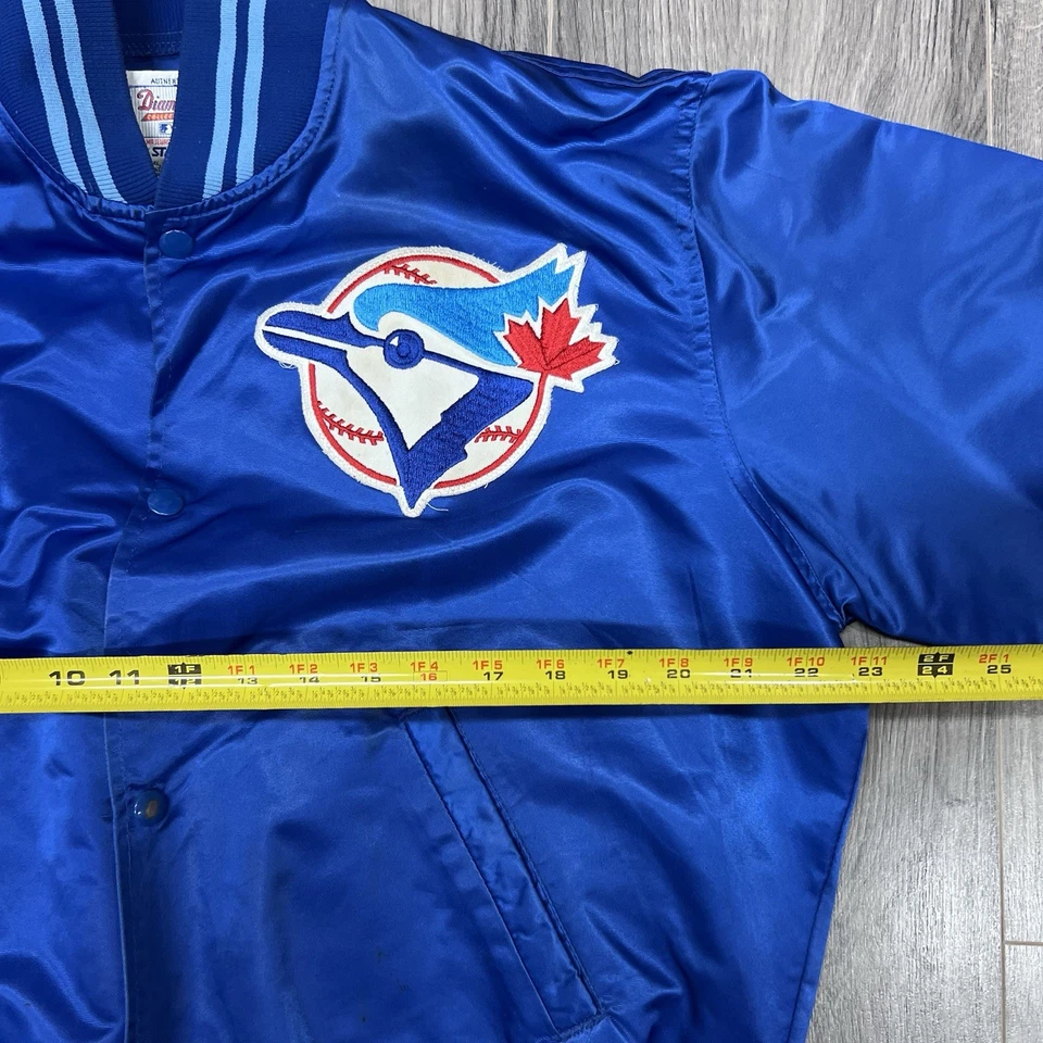 Chaqueta de satén vintage de los 90 Toronto Blue Jays mediana de arranque RARA ABOTONADA PARA HOMBRE Foto 4 de 4