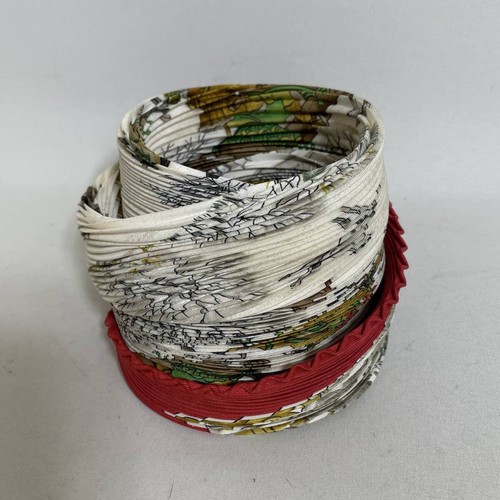 HERMES Pleated Scarf Red Multicolor Silk 130.5 x 49cm 87B120