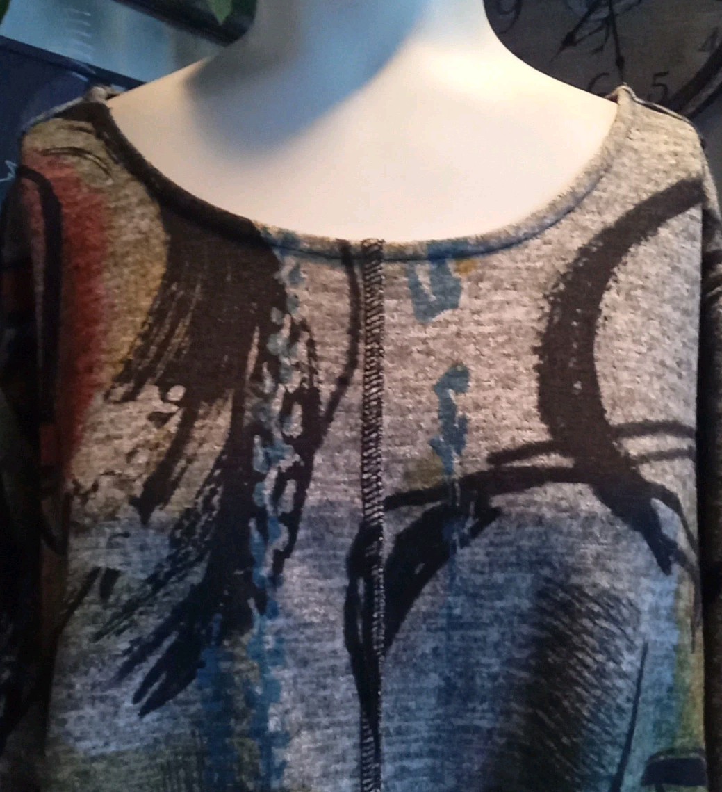 Ali Miles Multi Colored Pullover Geometric Print … - image 2