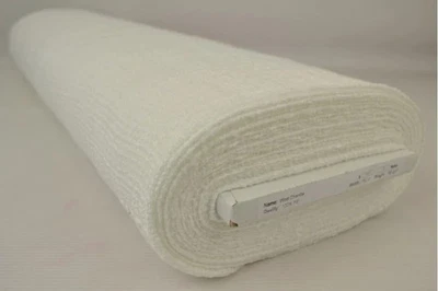 1m Boucle Fabric 59" wool chenille Off White Ivory Check Coat Jacket Dressmaking