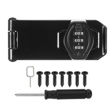 Password Rotary Hasp Locks 3-Digit Cabinet Locks with Screwdriver 4" Black