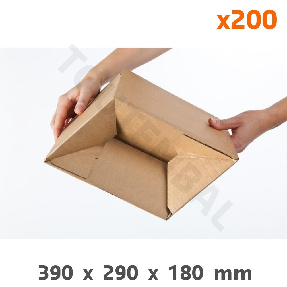 Carton simple cannelure 390x290x180 emballage automatique e-commerce