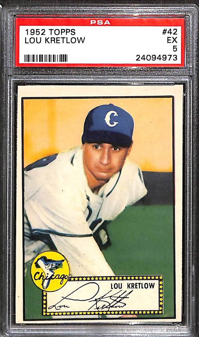 1952 Topps #42 LOU KRETLOW PSA 5 EX 24094973