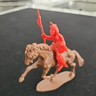 Vintage Plastic Native American Warrior on Horse Figure Wild West Toy Red/Brown