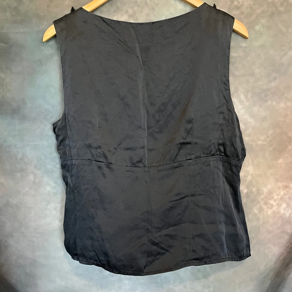 Top Y2K NY Collection Sin Mangas Cuello en V Negro Encaje Mezcla Seda XL Foto 3 de 4