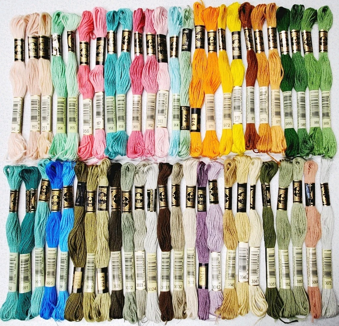 Floss Lot Of 50 Different Colors 948 To 3072 Full Skeins