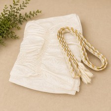 Vintage Japanese Obiage Obijime Set White Gold Shibori Kimono Accessory