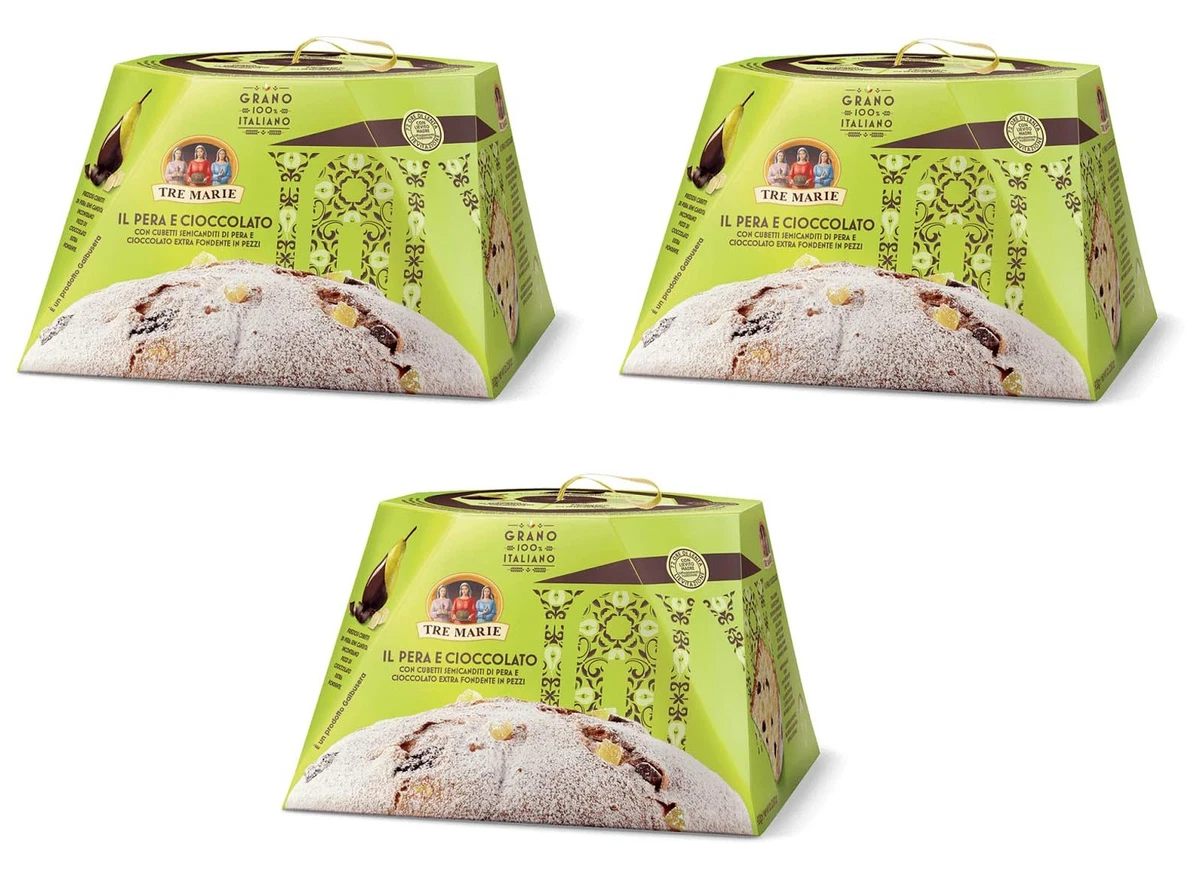 3x Tre Marie Panettone Pera e Cioccolato mit Birnen und Schokolade 930g