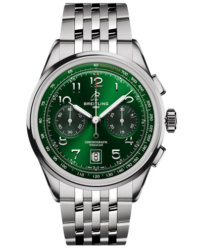 NEW Breitling Premier B01 Chronograph 42 Green Dial SS Men's Watch AB0145371L1A1