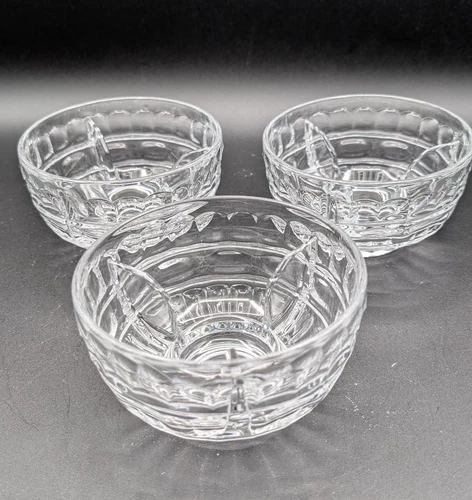 3 Fostoria Hermitage Ice Dishes Clear Gl For Tomato Juice / Fruit Cocktail /