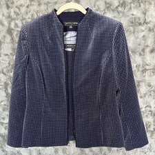 E Kasper Company ASL 10P Houndstooth Jacket Shell Set Navy Wool Blend