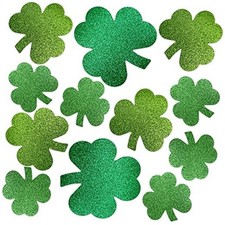 Glitter Shamrock Cutouts St. Patrick's Day Cut-Out Clover Assorted Sizes for