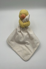 CARTERS OS Yellow Duck White Cream Security Blanket Rattle Plush