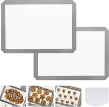 Set Of 2 Silicone Non Stick Baking Mat Sheet Tray Oven Liner Rolling Cake Mat