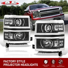 Black Clear Projector Head Lights Lamps LH RH For 2014-2015 Chevy Silverado 1500
