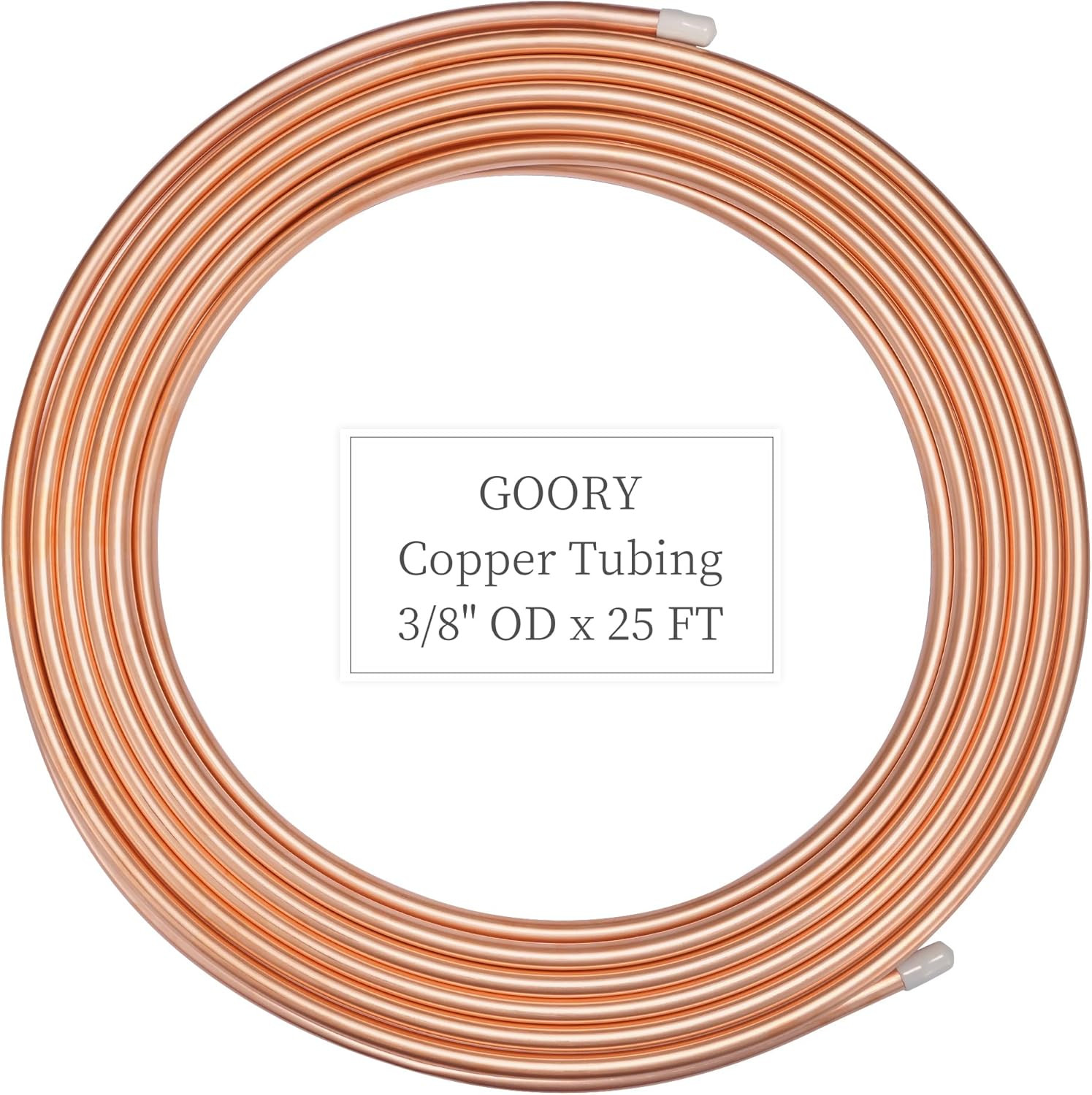 GOORY Copper Tubing 3/8" OD X 0.328" ID X 25 Ft - 99.9% C12200 Pure ACR Tube - A
