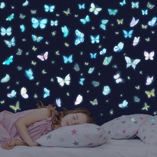 Glow in The Dark Wall Decals - Luminous Butterfly Stickers, Colorful Removable