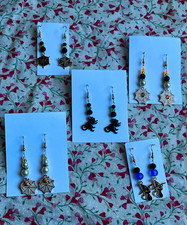 Handmade Lot 5 Pairs Novelty Dangle Earrings Spiderweb Lizard Witch Hat $5 each