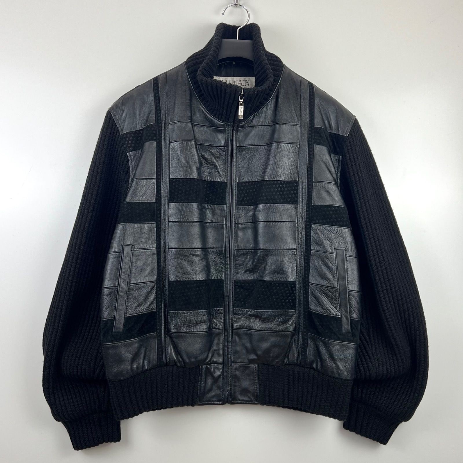 Balmain Paris Leather Patch Wool Jacket Black M 2… - image 1