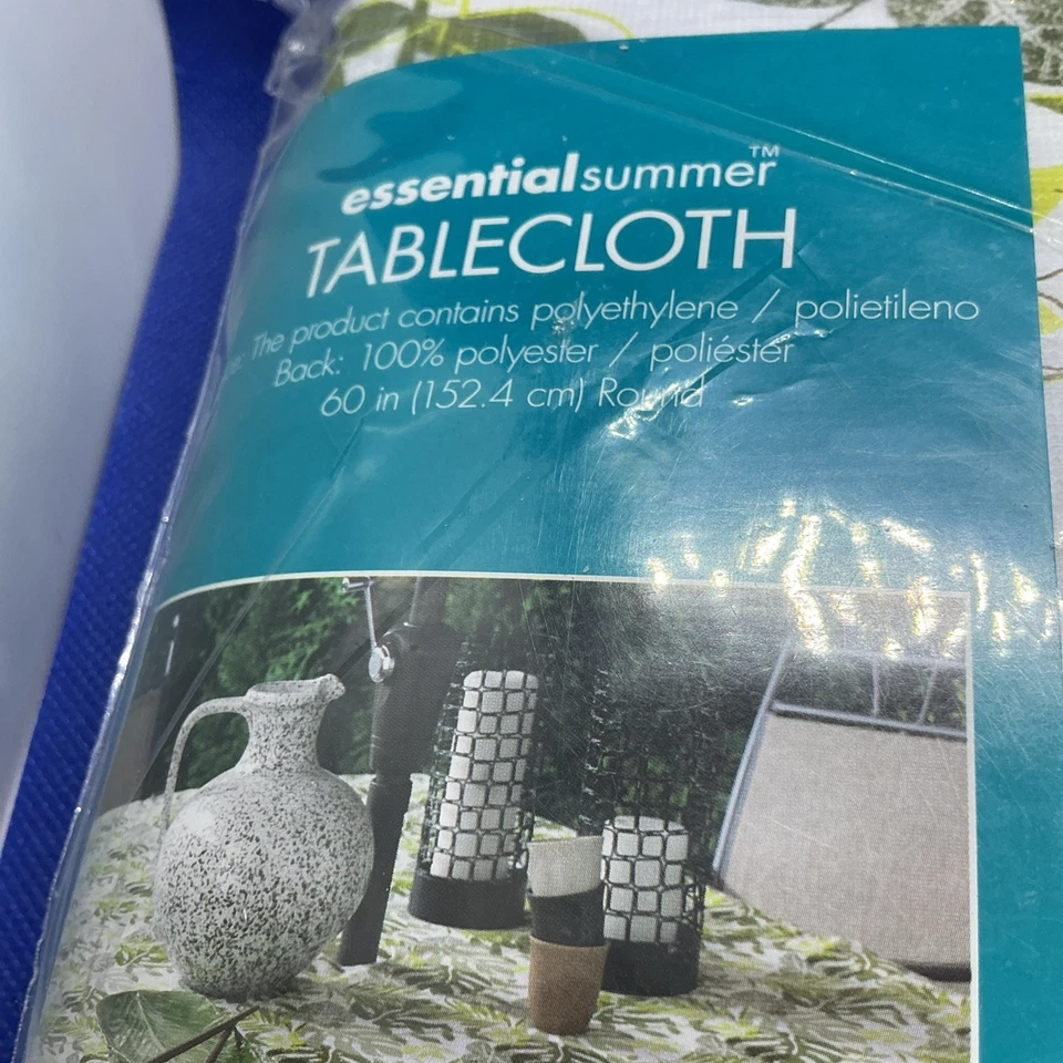 Vintage Essential Home Round TableCloth Summer Ferns  Green 60” Round NEW. S38 - Image 3 of 4