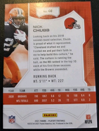 2021 Panini Playoff Football Nick Chubb #40 Cleveland Browns - Bild 8 von 12