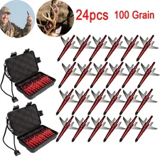 24Pc Swhacker Hunting Broadheads 100Gr Expandable Sharp Blade Crossbow Tips