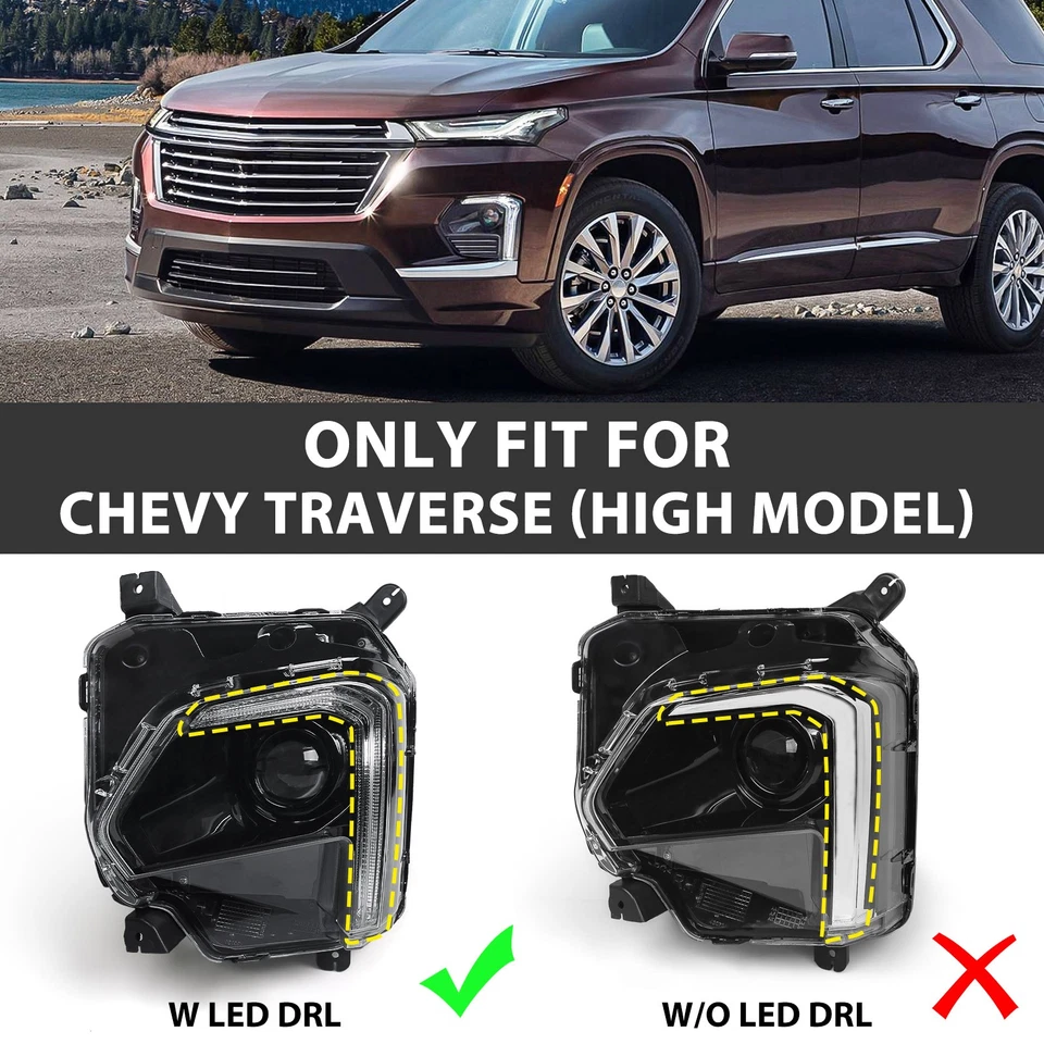 Pair For Chevrolet Chevy Traverse 2022-2023 Headlights LED DRL Projector LH RH Foto 4 de 4
