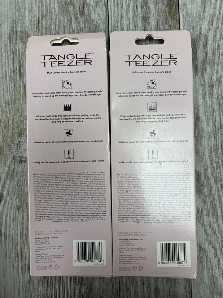 Paquete de 2 ~ Tangle Teezer El Peine de Dientes Anchos para Cabello Rizado, Doble Cara Lila Foto 2 de 2