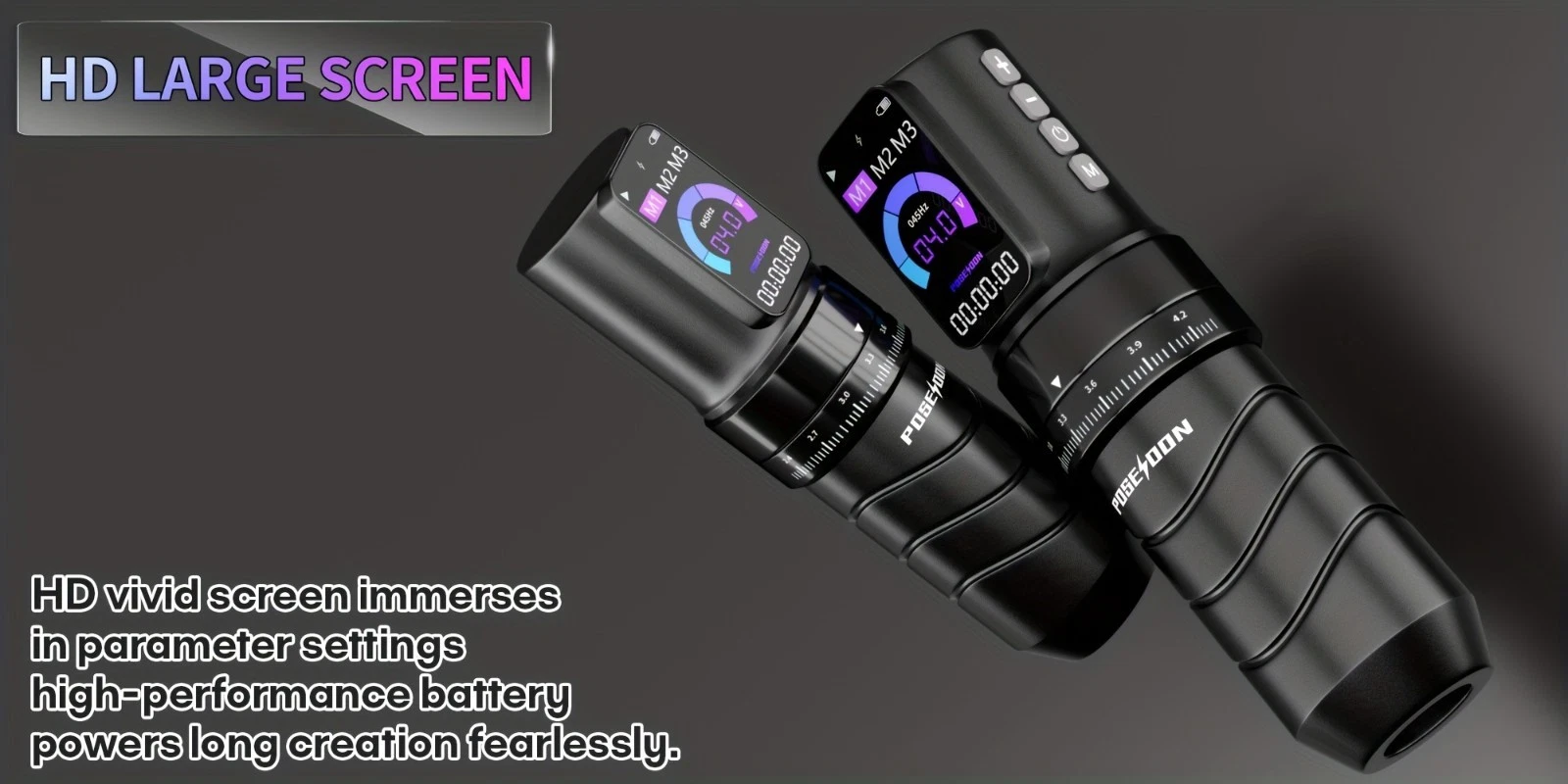 POSEIDON Wireless Tattoo Pen 2.4-4.2mm Stroke 2300mAh Digital Screen - product detail image 14